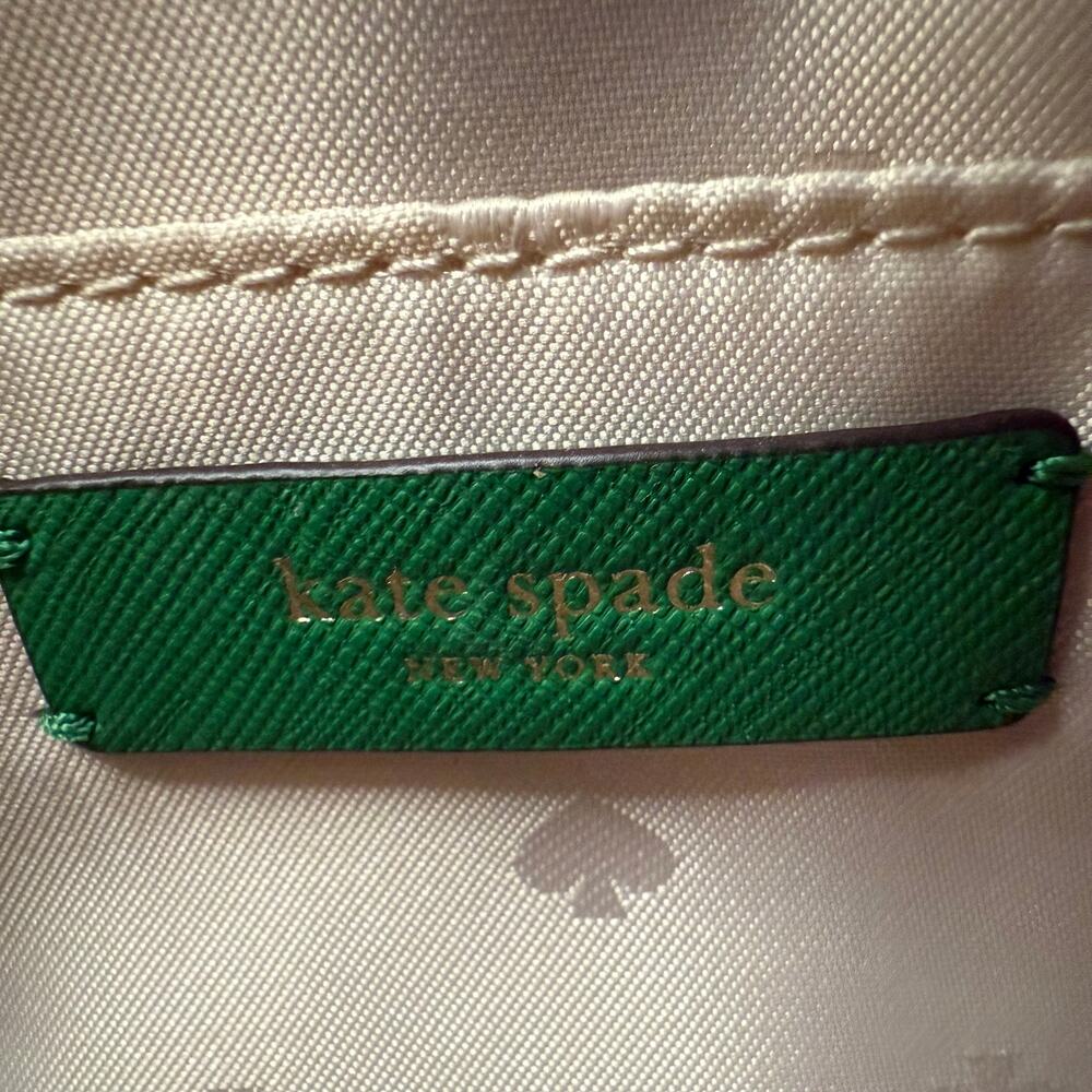 Kate Spade Reiley Raffia Straw & Green Leather Dome Satchel Crossbody - Picture 9 of 10